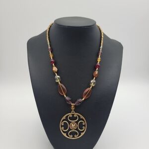 Cookie Lee Retro Vintage Bohemian Statement Metal brass pendant Chain Necklace